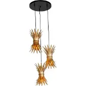 QAZQA - Art Deco Art-Deco-Hängelampe I Pendellampe I Pendelleuchte Gold I Messing 3-flammig - Wesley I Wohnzimmer I Schlafzimmer - Stahl Rund I Organisch - LED geeignet E27