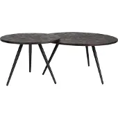 White Label Webster Couchtisch und Beistelltisch rund aus Teakholz braun – Set mit 2 Stück