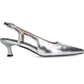 Manfield Silberfarbene Slingbacks aus Leder | Größe 40