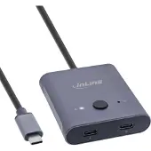 InLine USB-C Switch, bidirektionaler Umschalter, 10Gb/s, 100W, USB Typ-C, 10 Gbit/s, Grau, Aluminium, 57 x 67 x 15 mm, 57 mm
