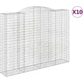 vidaXL Gabionen mit Hochbogen 10 Stk 300x50x220/240cm Verzinktes Eisen