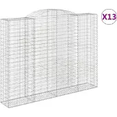 vidaXL Gabionen mit Hochbogen 13 Stk 300x50x220/240cm Verzinktes Eisen
