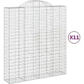vidaXL Gabionen mit Hochbogen 11Stk. 200x50x220/240cm Verzinktes Eisen