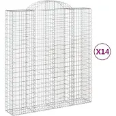 vidaXL Gabionen mit Hochbogen 14Stk. 200x50x220/240cm Verzinktes Eisen