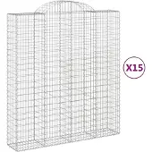 vidaXL Gabionen mit Hochbogen 15Stk. 200x50x220/240cm Verzinktes Eisen