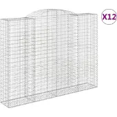 vidaXL Gabionen mit Hochbogen 12 Stk 300x50x220/240cm Verzinktes Eisen