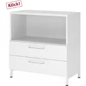 Hammerbacher Regal/Schübe, 2OH, Sockel, weiss/weiss