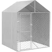 vidaXL Outdoor-Hundezwinger mit Dach Silber 2x2x2,5 m Verzinkter Stahl