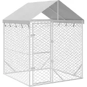 vidaXL Outdoor-Hundezwinger mit Dach Silber 2x2x2,5 m Verzinkter Stahl