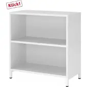 Hammerbacher Regal, 2OH, Sockel, weiss