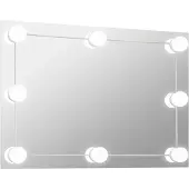 vidaXL Wandspiegel mit LED-Beleuchtung Rechteckig Glas