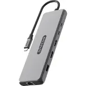 Sitecom CN-7001, USB Typ-C, HDMI, RJ-45, USB 3.2 Gen 1 (3.1 Gen 1) Type-A, USB 3.2 Gen 1 (3.1 Gen 1) Type-C, USB 3.2 Gen 2..., 1.4/2.0, 10000 Mbit/s, Dunkles Grau, 100 W