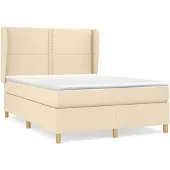vidaXL Boxspringbett mit Matratze Creme 140x190 cm Stoff