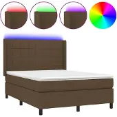 vidaXL Boxspringbett mit Matratze & LED Dunkelbraun 140x190 cm Stoff
