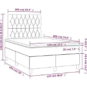 vidaXL Boxspringbett mit Matratze Hellgrau 120x190 cm Samt