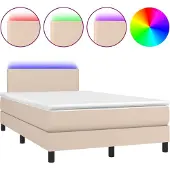vidaXL Boxspringbett mit Matratze & LED Cappuccino-Braun 120x190 cm