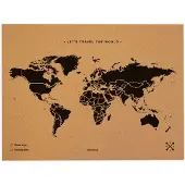 MISS WOOD Weltkarte Woody Map Natural Cork XL black