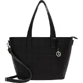 L.credi Damen Schultertasche Shopper MOENA Schwarz Kunstleder-