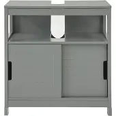SoBuy FRG128-SG Waschbeckenunterschrank Badmöbel Badschrank mit Fußpolster Waschtisch Unterschrank stahlgrau BHT ca.: 60x61x30cm