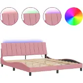 vidaXL Bettgestell mit LED ohne Matratze "Hanko" Rosa 180x200 cm Samt