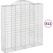 vidaXL Gabionen mit Hochbogen 11Stk. 200x50x200/220cm Verzinktes Eisen