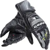 Dainese Druid 4 Leather Schwarz Charcoal Grau Fluo Gelb Handschuhe Größe 3XL
