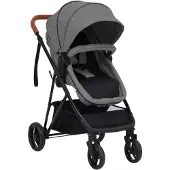 vidaXL 2-in-1 Kinderwagen Hellgrau und Schwarz Stahl