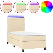 vidaXL Boxspringbett mit Matratze & LED Creme 80x200 cm Stoff