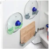 InnovaGoods Kitchen Organizer Smarack, Deckelhalter de kitchen pack de 3 pcs, selbstklebendes Gitter für Deckel de Topf, Deckelhalter de kitchen, starke Haftung einfach de installieren grau & grün