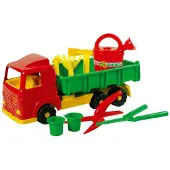 Androni Robustes Kipplaster Spielzeugset für Kinder mit Gartengeräten für Sandkasten und Garten