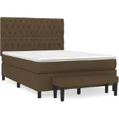 vidaXL Boxspringbett mit Matratze Dunkelbraun 140x190 cm Stoff