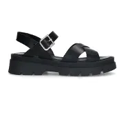 Manfield Schwarze Ledersandalen | Größe 38