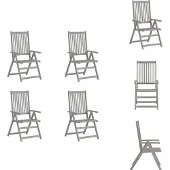 vidaXL Verstellbare Gartenstühle 4 Stk. Grau Massivholz Akazie - Gartenstühle