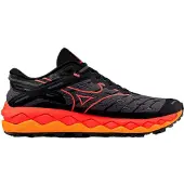 Mizuno Wave Mujin 10 Herren Trail-Laufschuhe Schwarz/Cayenne/Nasturtium Größe 8