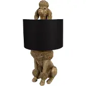 Clayre & Eef Tischlampe Hund Pudel 30x28x57 cm Goldfarbig Schwarz Polyresin