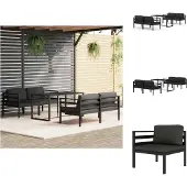 vidaXL 5-tlg. Garten-Lounge-Set mit Kissen Aluminium Anthrazit