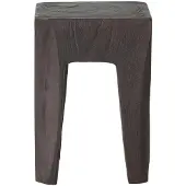 MUST Living Hocker Ativ aus Teakholz, skandinavisches Design, dunkelbraun, handgefertigtes Unikat