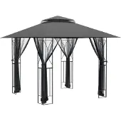 vidaXL Pavillon mit Seitenwänden Anthrazit 300x300x270 cm Stahl