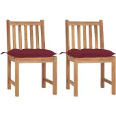 vidaXL Gartenstühle 2 Stk. mit Kissen Massivholz Teak