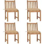vidaXL Gartenstühle 4 Stk. mit Kissen Massivholz Teak