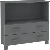 vidaXL Sideboard HAMAR Dunkelgrau 85x35x80 cm Massivholz Kiefer