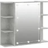 vidaXL Spiegelschrank mit LED Betongrau 70x16,5x60 cm