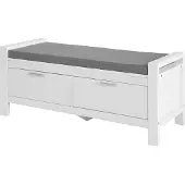 SoBuy FSR74-W Schuhbank mit Lagerung mit Sitzkissen 2 Schubladen Bettbank