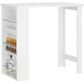 SoBuy Bartisch mit 3 Fächern - Weiß - 106x57x112 cm