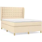 vidaXL Boxspringbett mit Matratze Creme 140x190 cm Stoff
