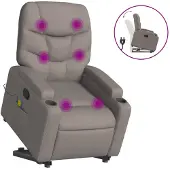 vidaXL Massagesessel mit Aufstehhilfe Taupe Stoff