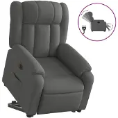 vidaXL Relaxsessel mit Aufstehhilfe Elektrisch Dunkelgrau Stoff