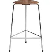 Fritz Hansen High Dot Counter Stool 3-legs Walnut Veneer - , Holz, Metall