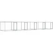vidaXL Hundezwinger mit Türen Grau 10x2x1,5 m Verzinkter Stahl