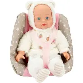 Toi-Toys BEAU Babypuppe 33 cm – Babypuppe im Kindersitz für Kinder ab 2 Jahren – Rollenspiel